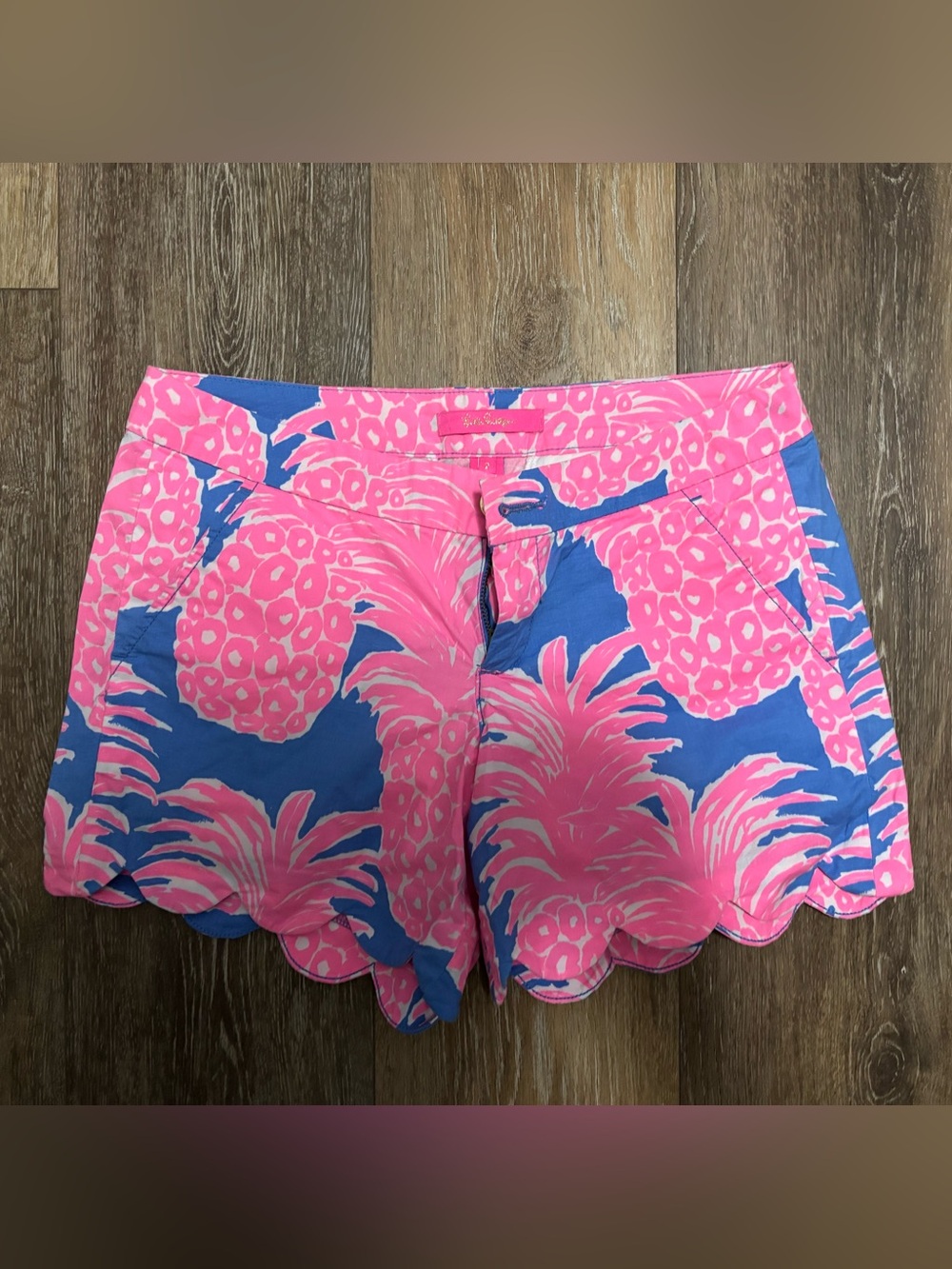 Lilly Pulitzer Buttercup Scalloped Shorts Blue Haven Little Flamenco Pineapple